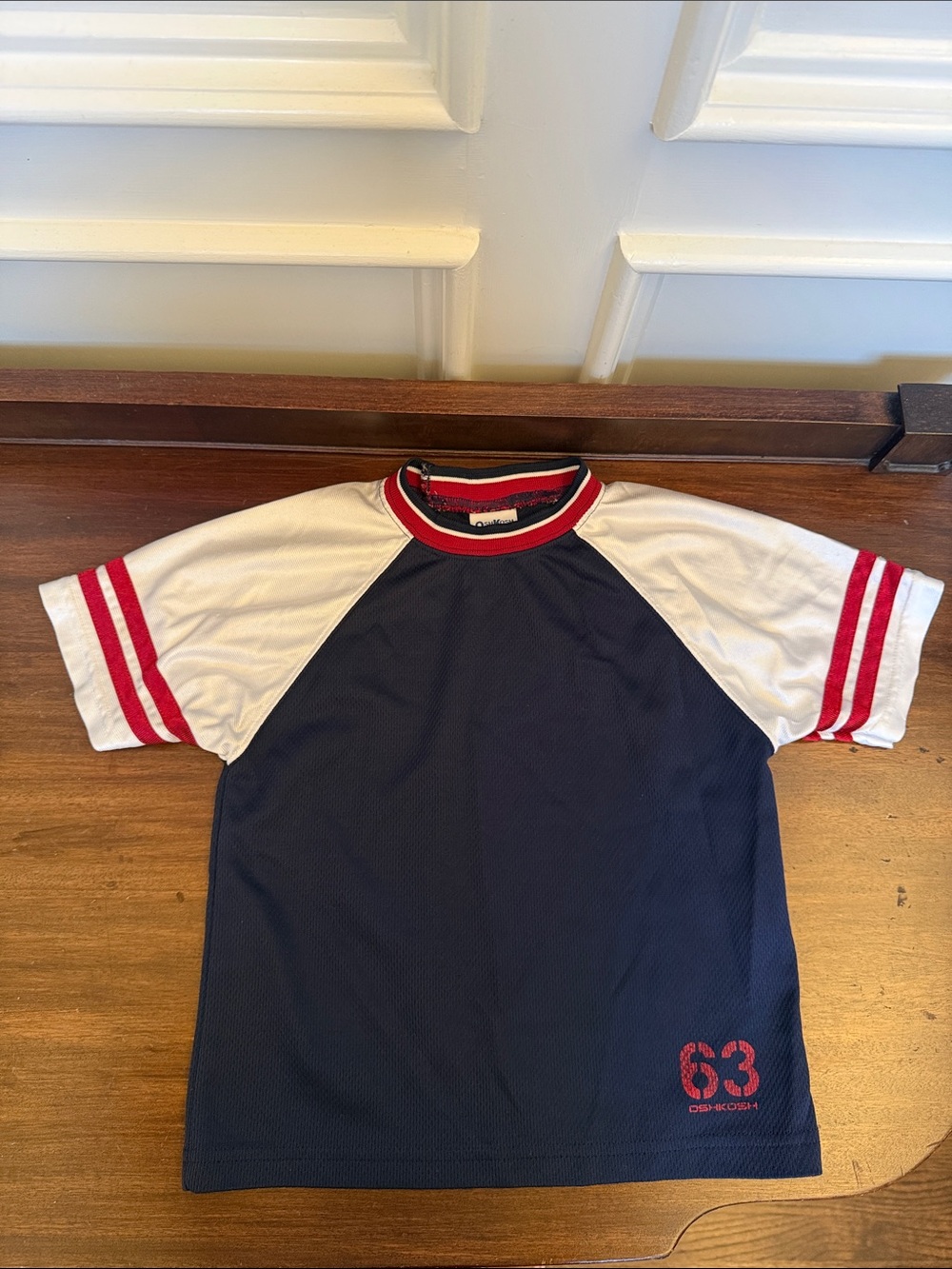 OshKosh B'gosh Navy, White & Red Raglan Short Sleeve Tee